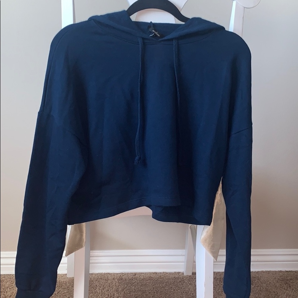 Navy Blue Cropped Hoodie